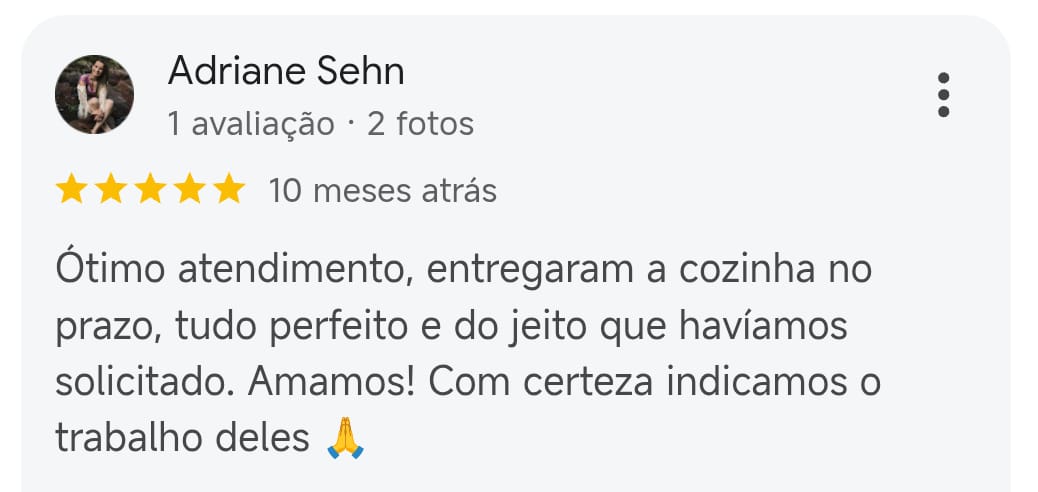 Avaliação de Adriane Sehn no Google