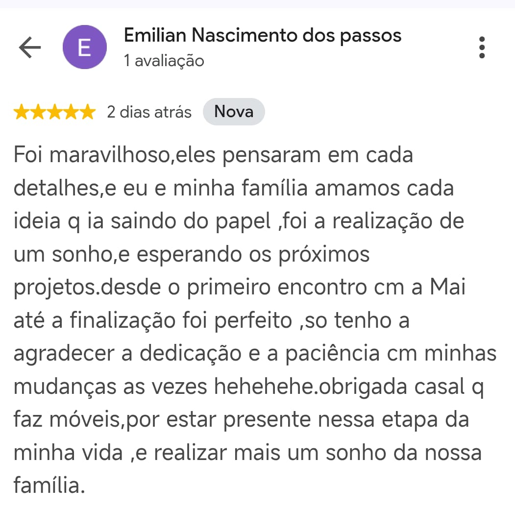 Avaliação de Emilian Nascimento dos Passos no Google