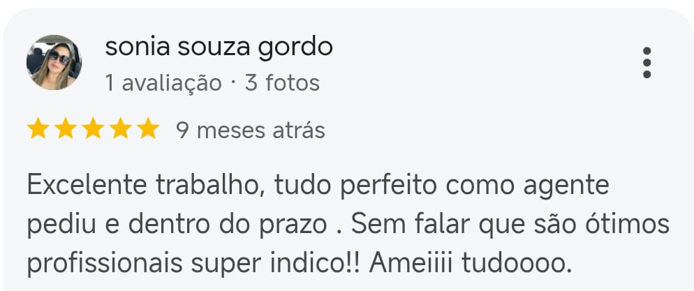 Avaliação de Sonia Souza Gordo no Google
